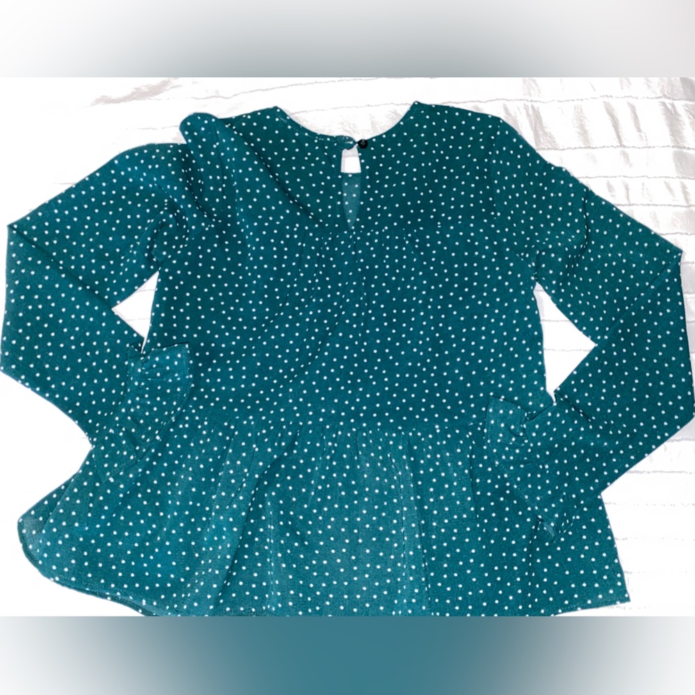 Green Ruffle Blouse - Picture 2 of 4